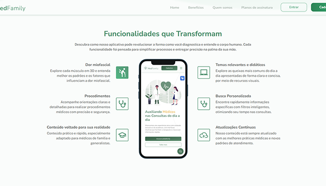 Imagem 2 Demonstrativa do Site MedFamily APS